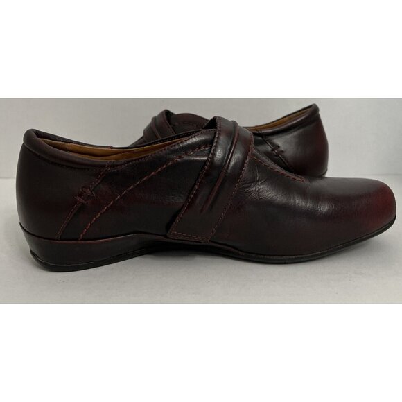 Earthies Shoes Womens 7.5 B Granada Loafers Burgundy Leather Comfort Casual Flat - Picture 7 of 10